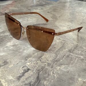 Versace Brown Rimless Shield Sunglasses